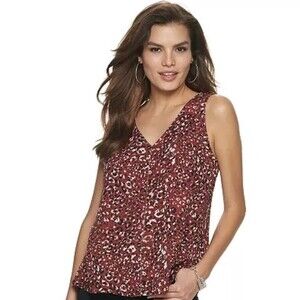 Jennifer Lopez V-neck chiffon leopard print tank top size XS